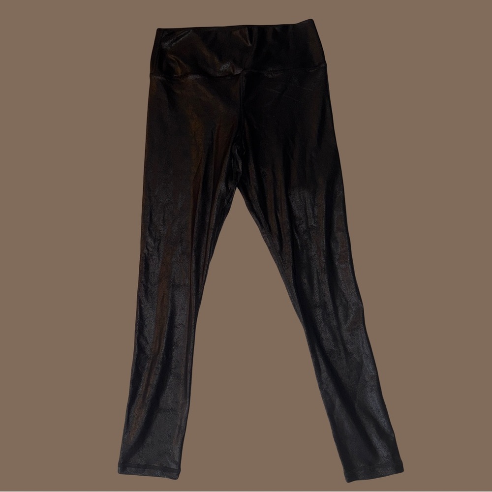 Black Crushed Faux Leather Leggings